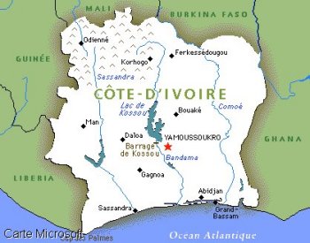 Carte de la Cte d'Ivoire